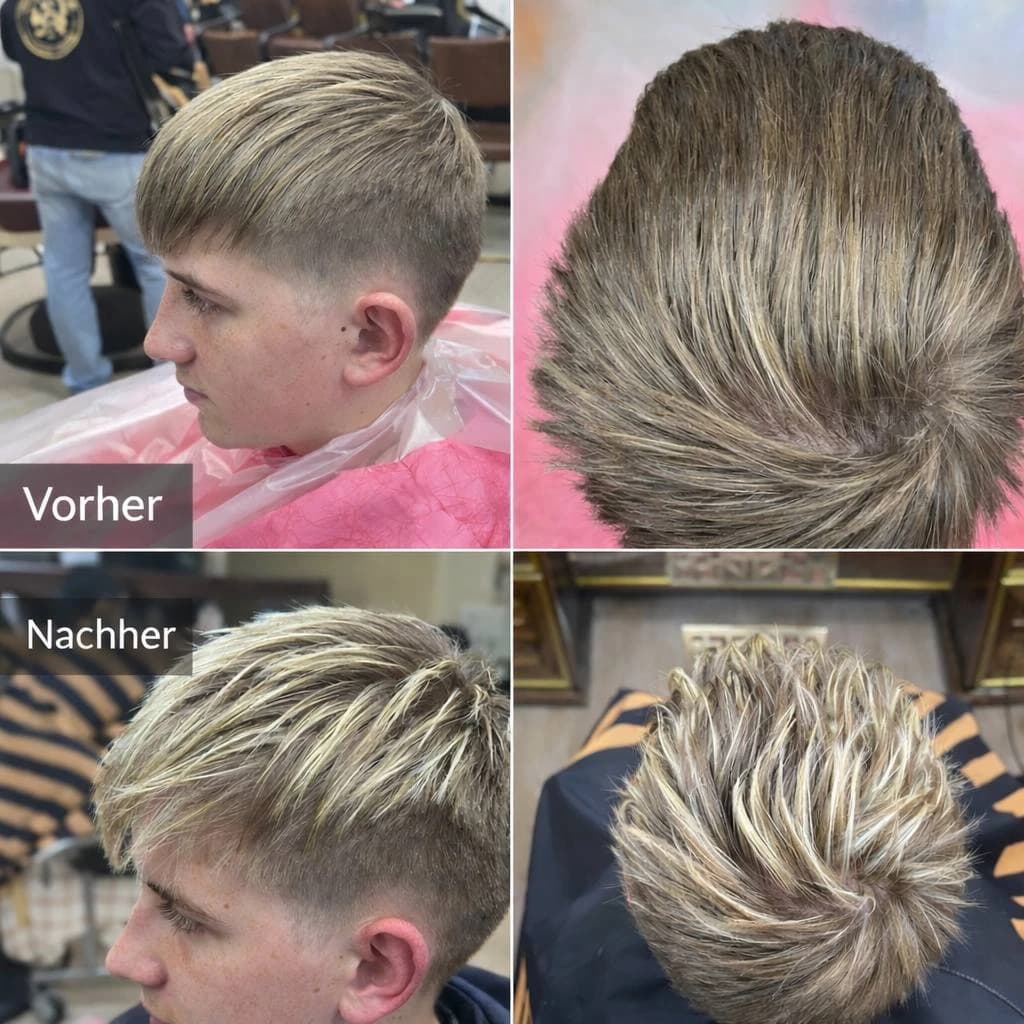 Mido beim letzten Schliff eines Haarschnitts